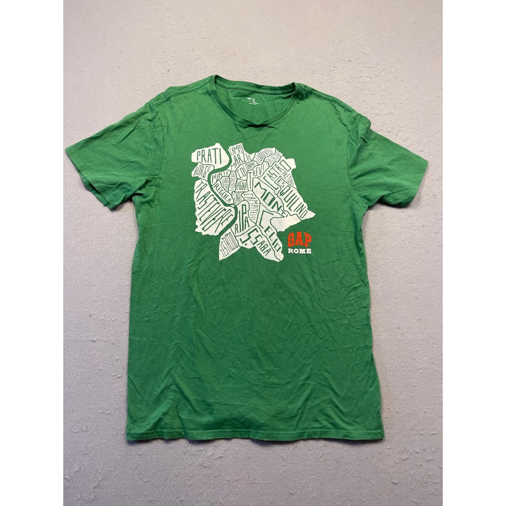 Gap Rome Graphic T-Shirt Cotton Green Large Large Mens